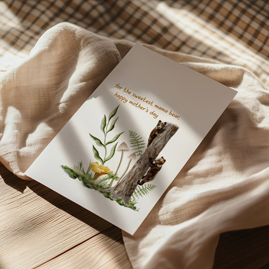For the Sweetest Mama Bear — Printable Mother's Day Card | Watercolor Wildlife Design