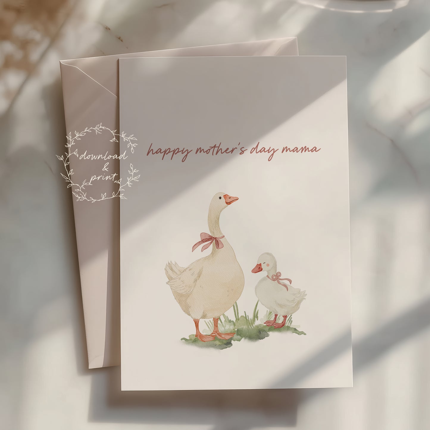 Happy Mother's Day Mama — Printable A2 Card | Watercolor Goose Design