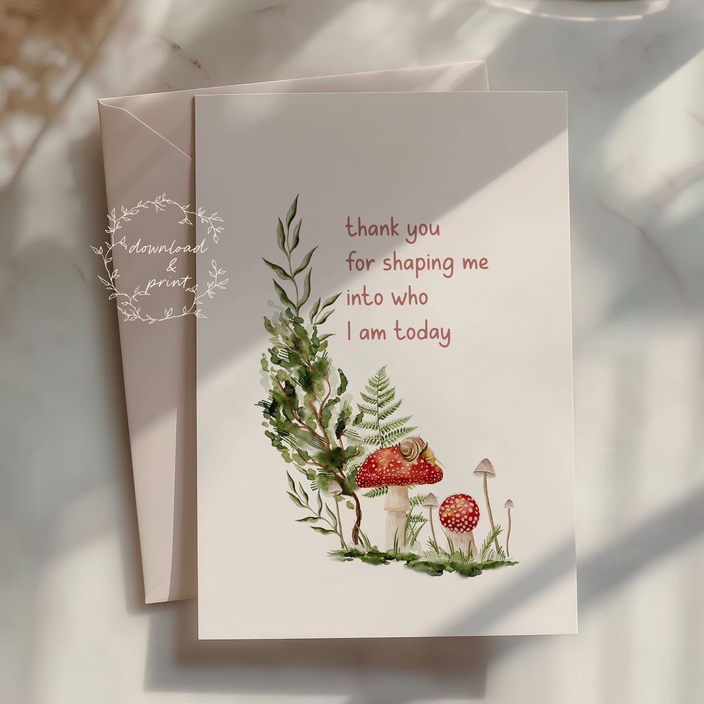 Thank You for Shaping Me - Printable Mother's Day Card | Watercolor Mushroom Design