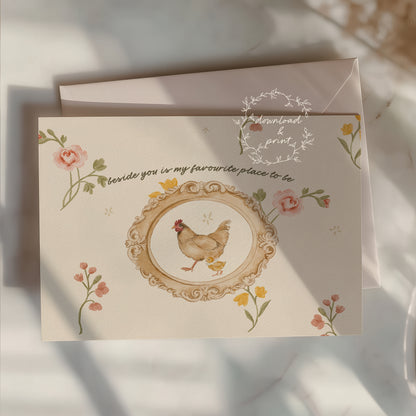 Beside You Is My Favourite Place — Printable Mother's Day Card | Vintage Cottage Hen Design