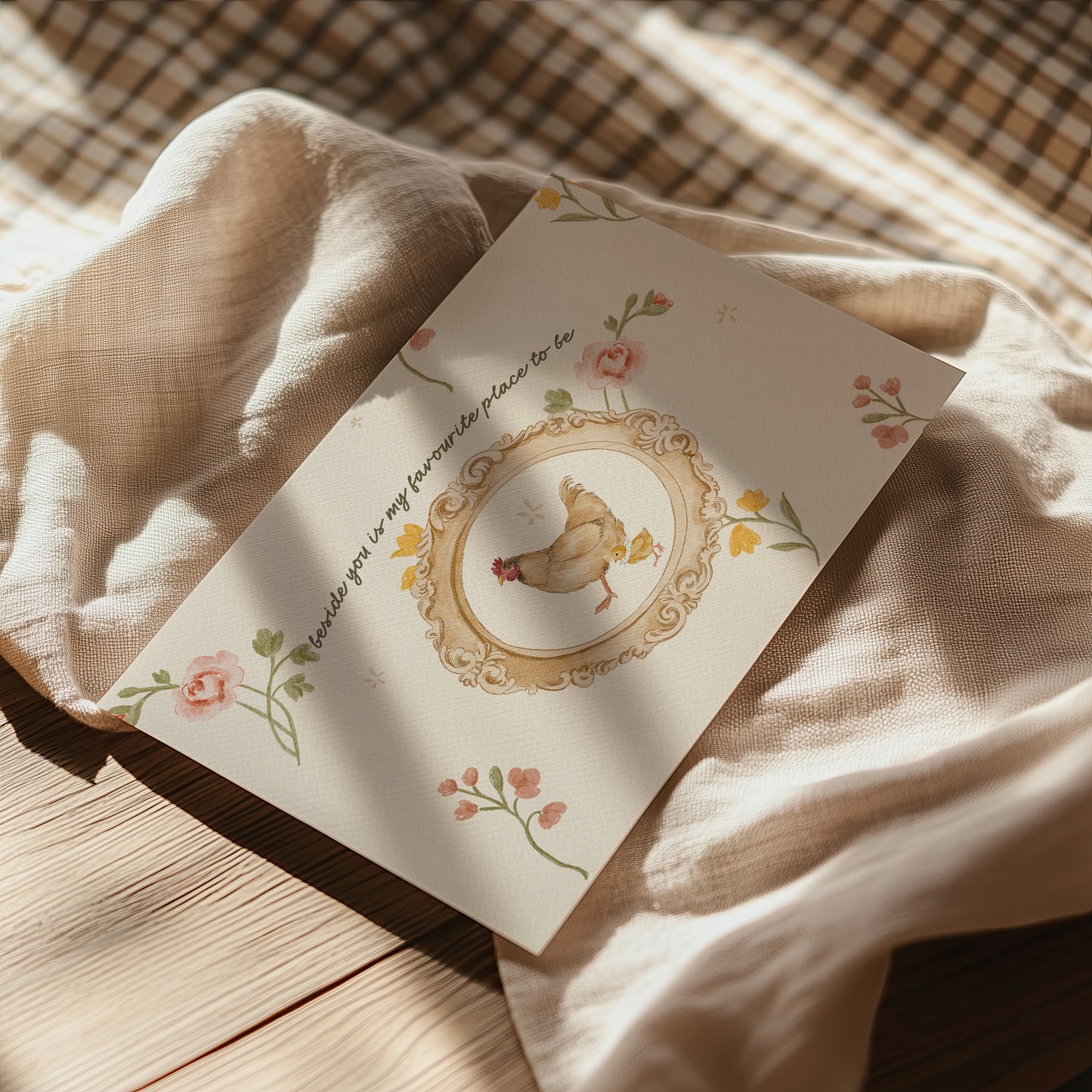 Beside You Is My Favourite Place — Printable Mother's Day Card | Vintage Cottage Hen Design