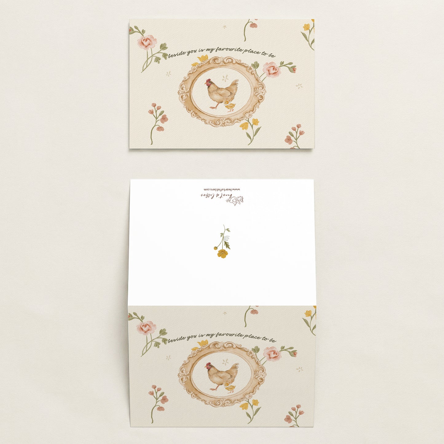 Beside You Is My Favourite Place — Printable Mother's Day Card | Vintage Cottage Hen Design