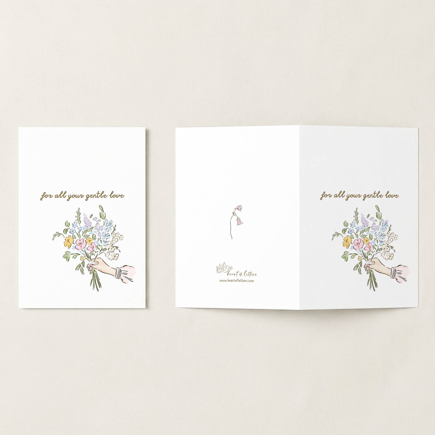 For All Your Gentle Love — Printable Mother's Day Card | Floral Bouquet Design