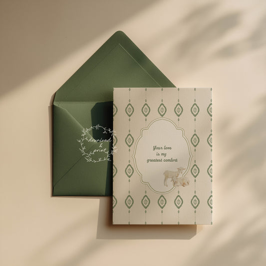 Your Love Is My Greatest Comfort — Printable Mother's Day Card | Watercolor Lamb Design