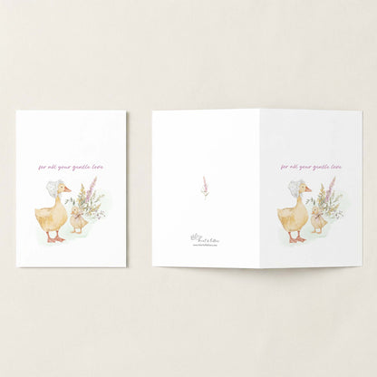 For All Your Gentle Love — Printable Mother's Day Card | Watercolor Mama Duck Design