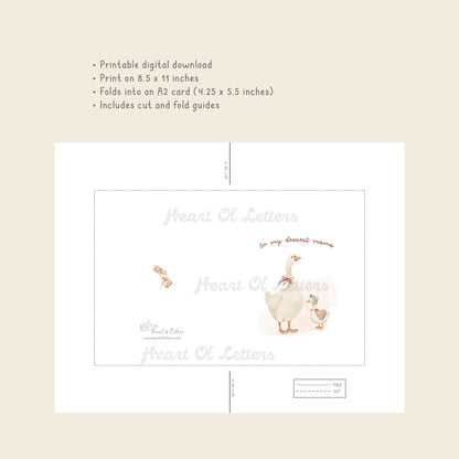 To My Dearest Mama — Printable Mother's Day Card | Watercolor Goose Design